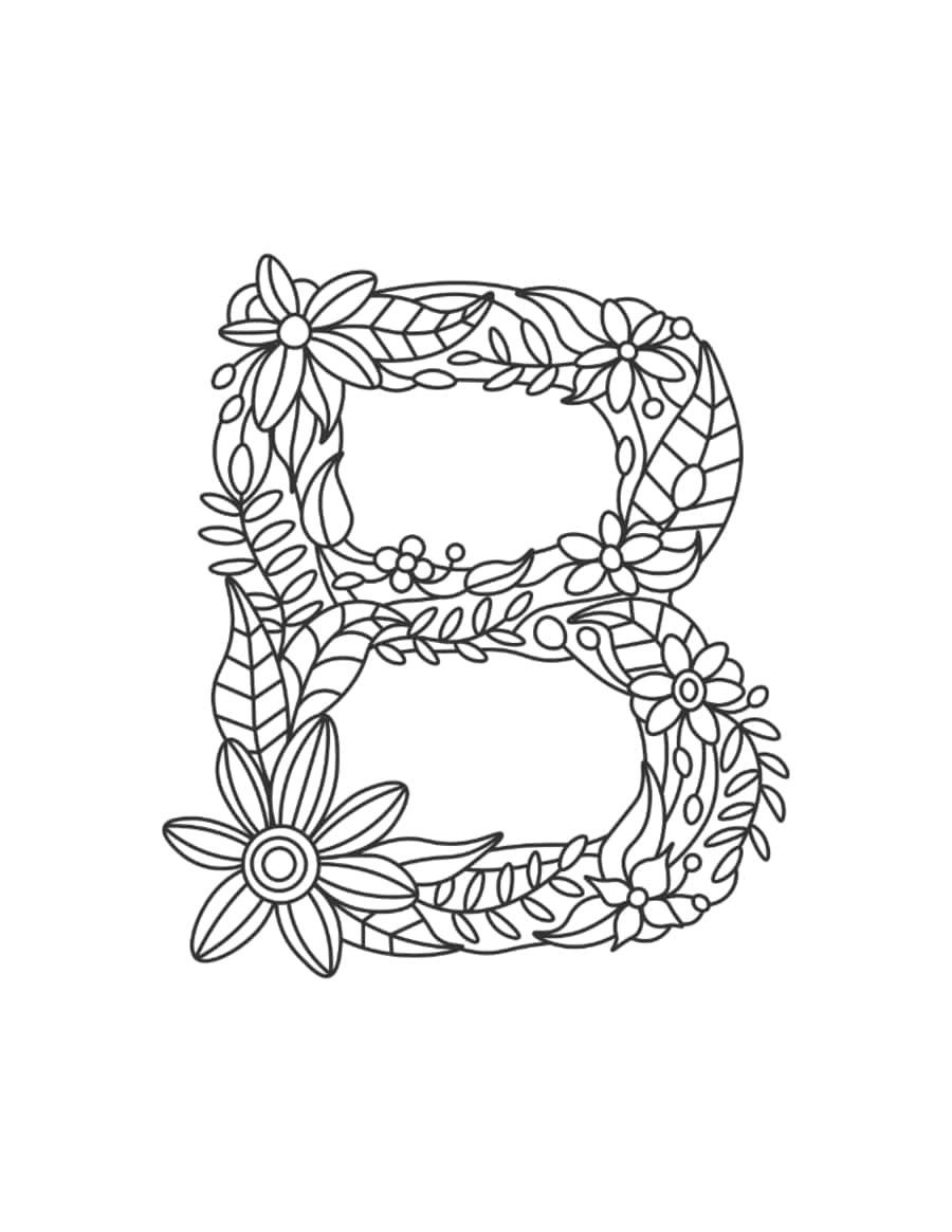 Flower Letter B Tracing Shape Pdf Free Vectors